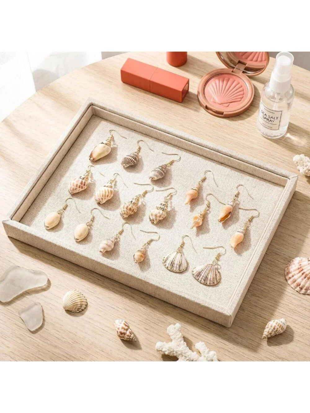 Natural Conch Drop Earrings - 9 Pairs Seashell Jewelry for Women, Boho Chic